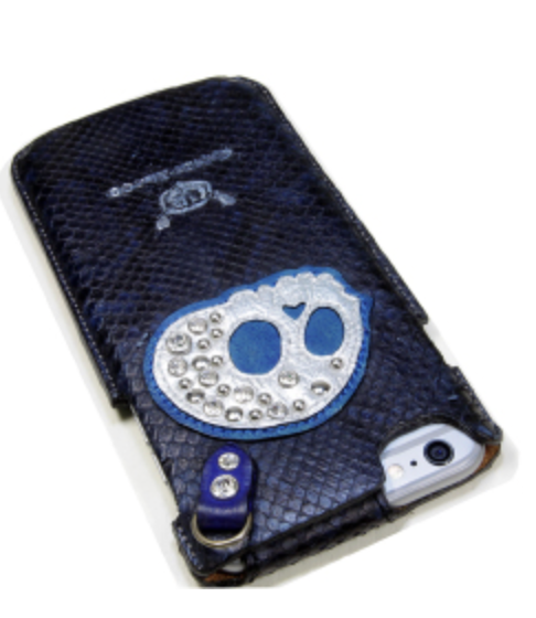 蛇革のハンドメイドのスカルiPhoneケース