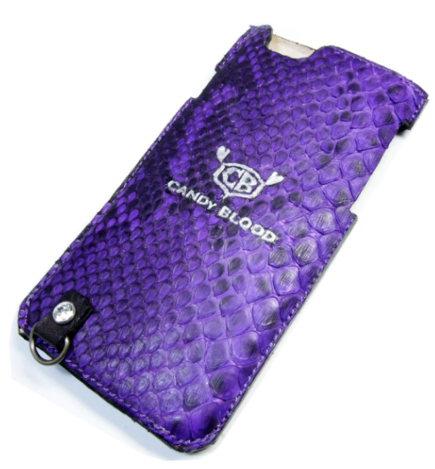 紫ヘビ革のiPhoneケース